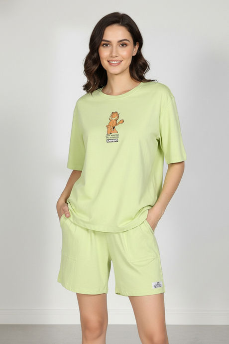 Zivame 2 Mile Fashion Knit Cotton Loungewear Set - Lettuce Green — image 3
